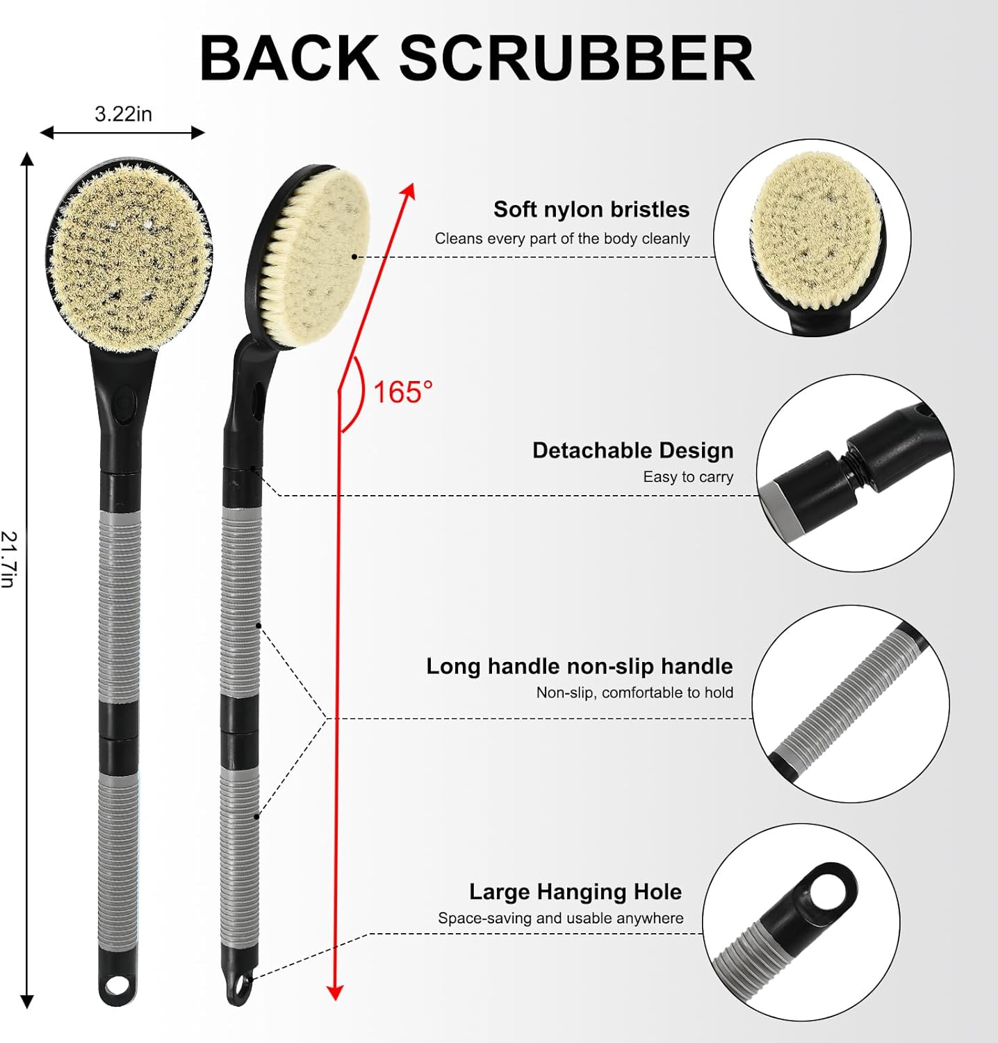 Back Scrubber for Shower, 21.7