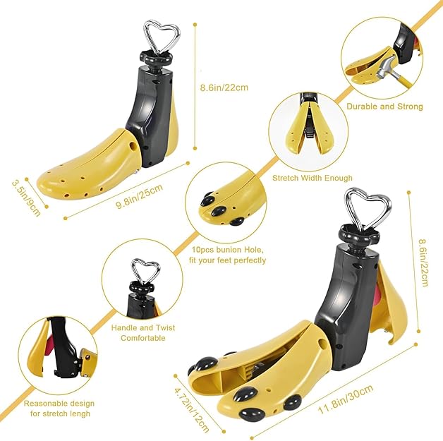 UHIAGREE Shoe Stretcher Women Men, Boot Stretcher Women, Adjustable Unisex Boot Wide Feet (Yellow Pack of 2 (For Wm