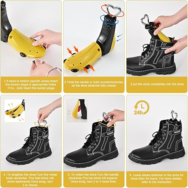 UHIAGREE Shoe Stretcher Women Men, Boot Stretcher Women, Adjustable Unisex Boot Wide Feet (Yellow Pack of 2 (For Wm