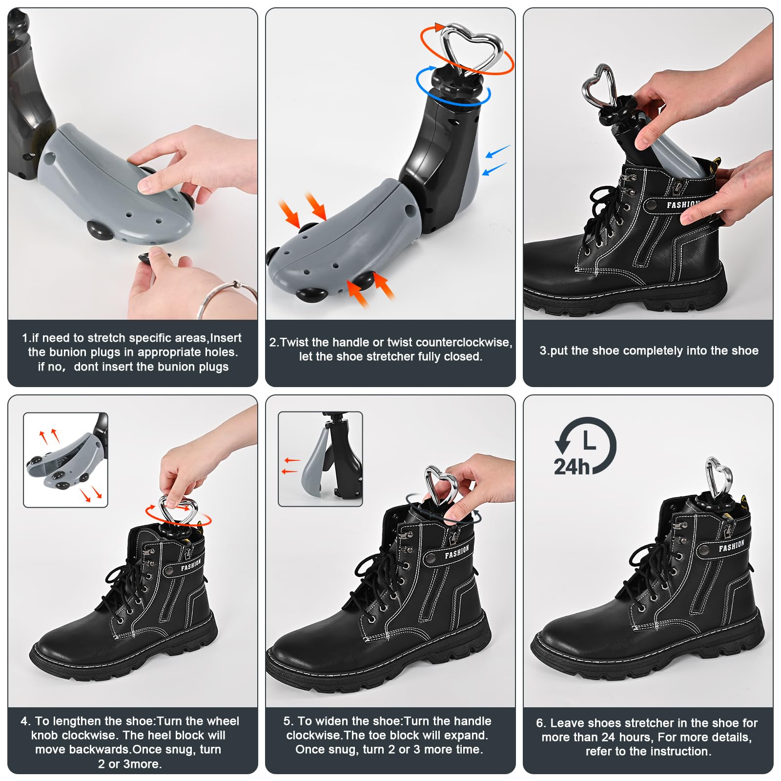 UHIAGREE Shoe Stretcher Women Men, Boot Stretcher Women, Adjustable Unisex Boot Wide Feet (Grey(For Wm