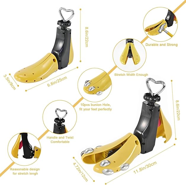 UHIAGREE Shoe Stretcher Women Men, Boot Stretcher Women, Adjustable Unisex Boot Wide Feet (Yellow+Metal plug (For Wm
