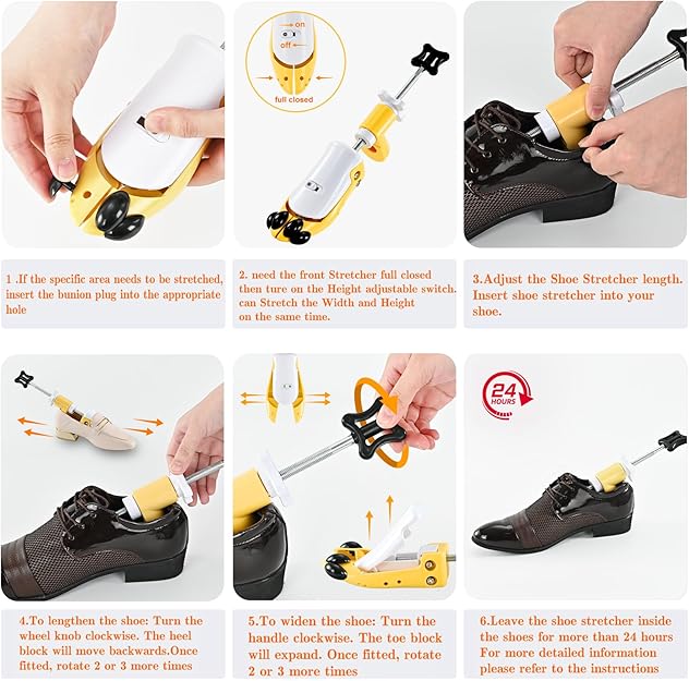 UHIAGREE Shoe Stretcher, 6 Way Shoe Stretcher Women and Men, Adjustable Length, Width and Height Shoe Widener Stretcher(L(for Men