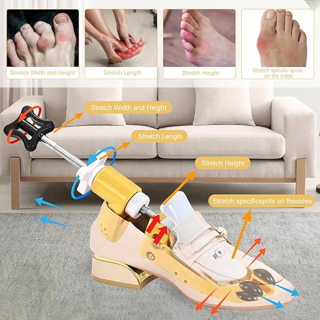 UHIAGREE Shoe Stretcher, 6 Way Shoe Stretcher Women and Men, Adjustable Length, Width and Height Shoe Widener Stretcher(L(for Men