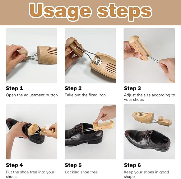 Hormas de madera para zapatos, 1 par hormas de madera para zapatos de longitud ajustable para hombres (L para 25cm-30cm)