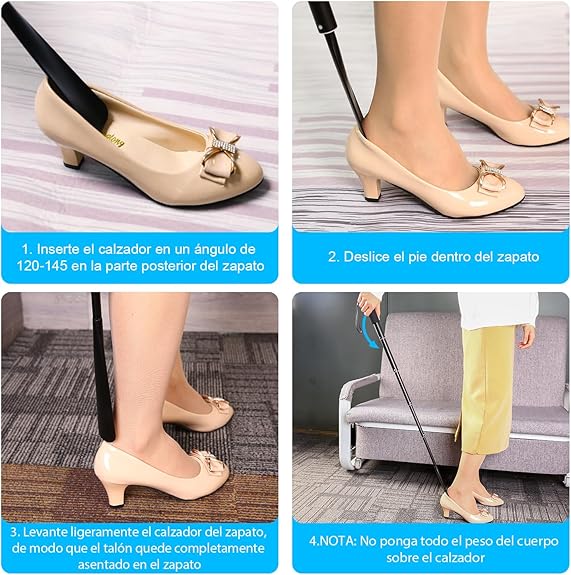 Calzador de Zapatos Largo, Calzador Retráctil de 37-94 cm, Calzador de Aluminio Para Hombres, Mujeres, Niños y Personas Mayores, Para todo tipo de Calzado