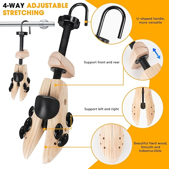 Madera Estirador de Zapatos, Par de Ensanchadores de Zapatos de 4 Vías, Extensores de Zapatos de Madera para Mujeres y Hombres (S (para tamaño de 36.5-40.5))