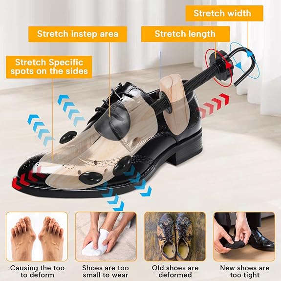 Madera Estirador de Zapatos, Par de Ensanchadores de Zapatos de 4 Vías, Extensores de Zapatos de Madera para Mujeres y Hombres (S (para tamaño de 36.5-40.5))