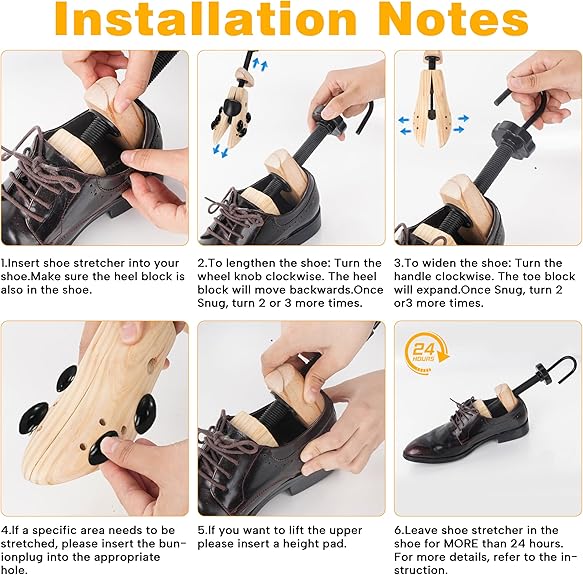 Madera Estirador de Zapatos, Par de Ensanchadores de Zapatos de 4 Vías, Extensores de Zapatos de Madera para Mujeres y Hombres (L (para tamaño 40-45))
