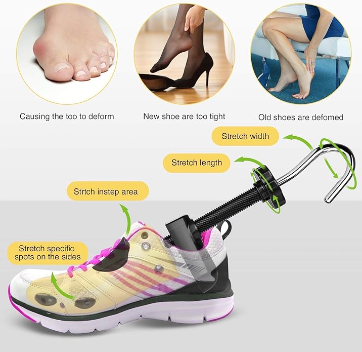 Estirador de Zapatos para Hombres y Mujeres, Expansor de Zapatos Ajustable en 4 Direcciones, Adecuado para Zapatos de Cuero, Zapatillas y Más (para tallas de hombre de EE. UU. 9.5-13.5)