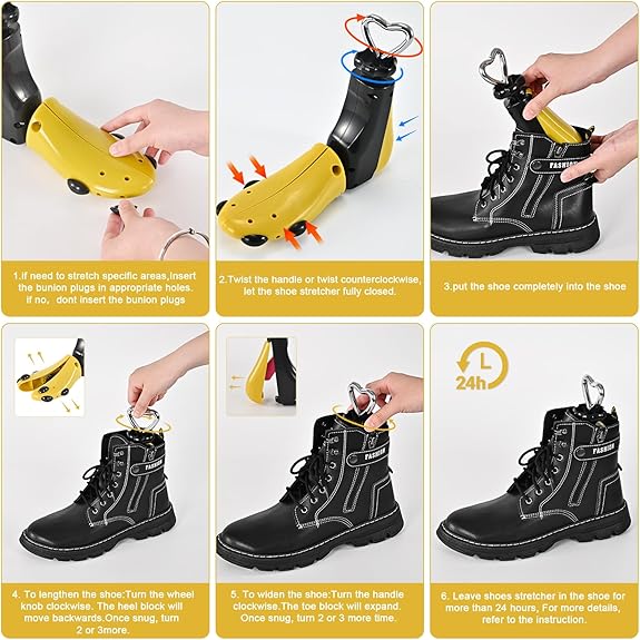 UHIAGREE Estirador De Zapatos Unisex, ABS, Adulto, Botas, Ajustable, Pies Anchos, Amarillo (Mujeres 9-14, Hombres 8-13)