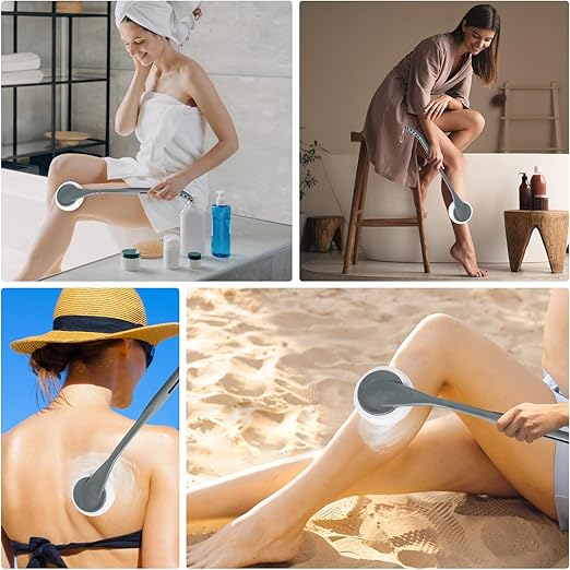 Aplicador de loción, 52cm reemplazable aplicadores de loción para tu espalda reemplazable, fácil de lavar, adecuado para personas mayores, hombres y mujeres (gris)