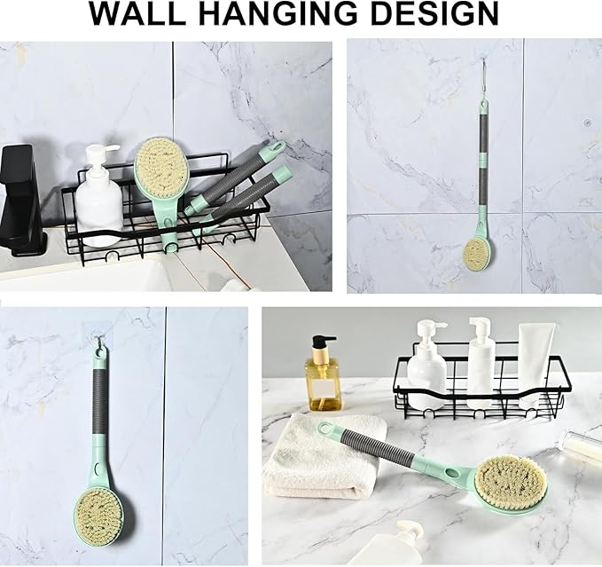 Cepillo De Baño Ducha Mango Largo, 55cm Cepillo para Baño, Con Para Personas Mayores Discapacitadas, Movilidad Limitada, Hombres y Mujeres Cepillo Exfoliante Corporal (Gris)